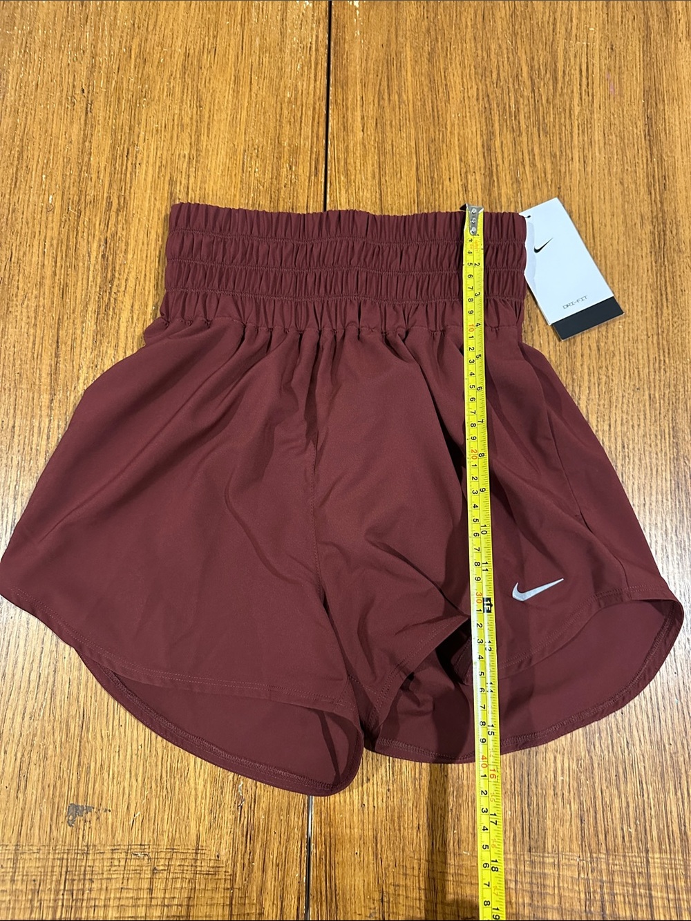 NIKE High Waisted Maroon Training Shorts - Picture 2 of 4